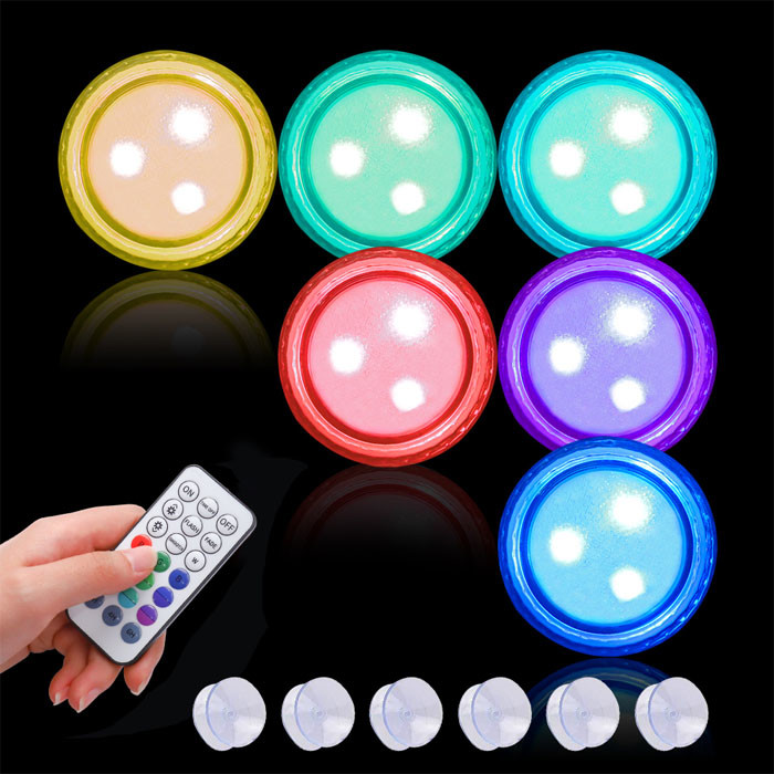 Small Submersible LED Lights Mini Waterproof RGB LED Tea Lights Candles Party Events Home Vase Pool Pond Decor