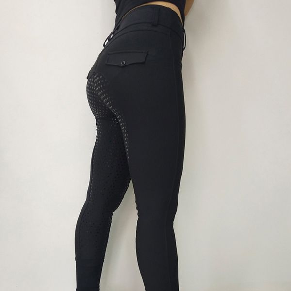 Compression High Waisted Riding Breeches Woman Full Seat Black Equestrian Leggings