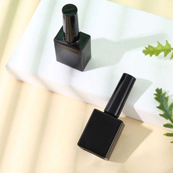 10ml 15ml Rectangular Glass Black Nail UV Gel Polish Packing Empty Square Shape Nail Polish Bottle With Brush for Cosmetic