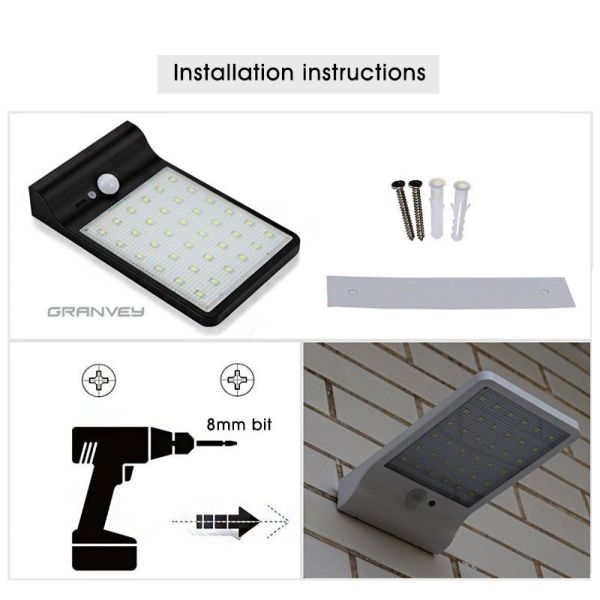 4W 36led IP65 Solar Led Wall Lights Outdoor , Solar Powered Garden Wall Lights