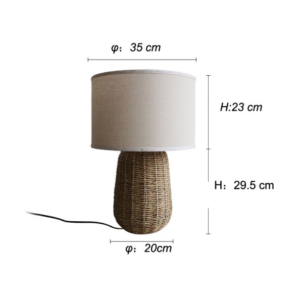 Sustainable Rattan Table Lamp , Durable Rattan Bedside Light Switch Control