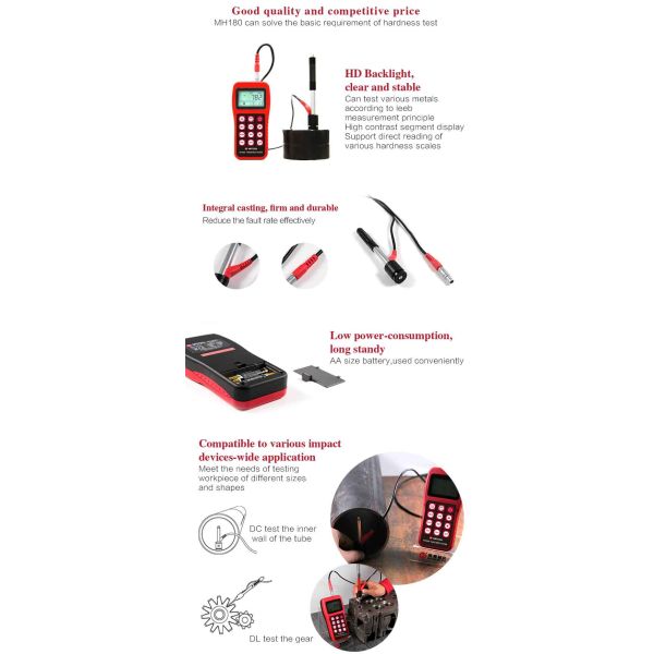 Economic Type Ultrasonic Hardness Tester With Two Ordinary AA Batterie Power Supply MH180
