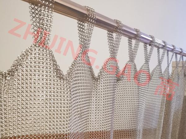 Quality Height 3m Width 8m Titanium Plating Silver Chain Mail Ring Mesh Closure Curtain for sale