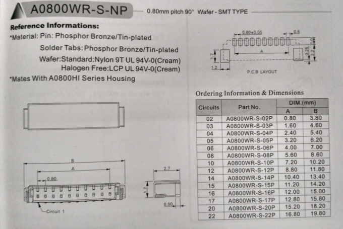 One Row Insulation Displacement SUR Connectors with Gold flash Phosphor Bronze Contact