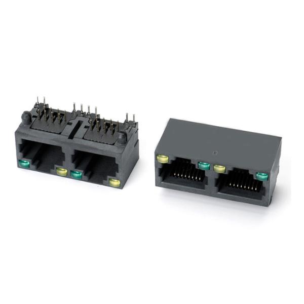 Quality 1X2 Tab Up Network Straight RJ45 PCB Connector 8 Pin Female for sale