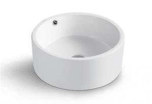 China Round White Ceramic Above Counter Bathroom Vessel Sink on sale