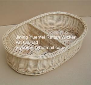 China 2016 wicker makeup storage basket 2 partitions on sale