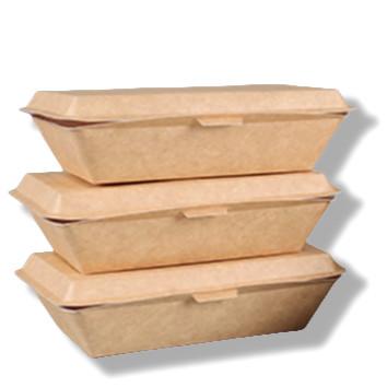 Quality 450ml Custom Paper Lunch Box Clamshell Food Containers Lightweight for sale