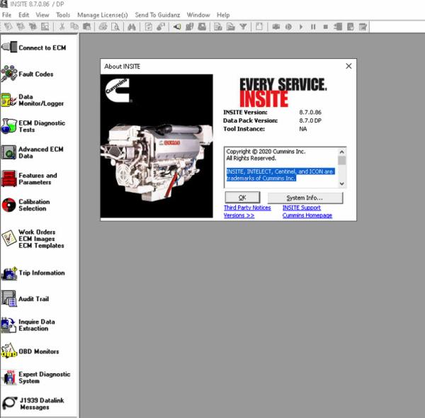 Quality Cummins INSITE 8.7 Software 8.7 Pro Version for sale