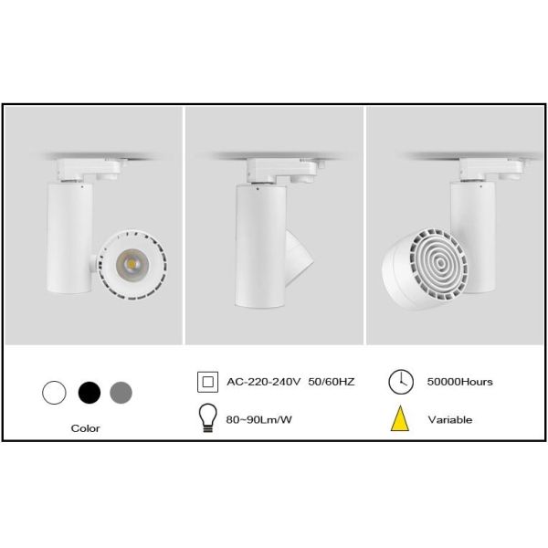 IP20 15W LED Ceiling Track Lights 90Ra Lifud Driver 60 Degree with 3 Wires