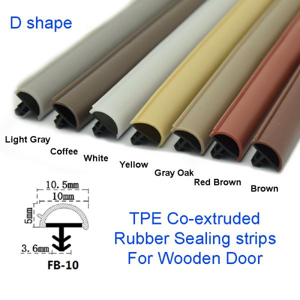 Co-Extruded D Shape Rubber Sealing strips Wooden Door Seal Strip Weatherstrip White Color