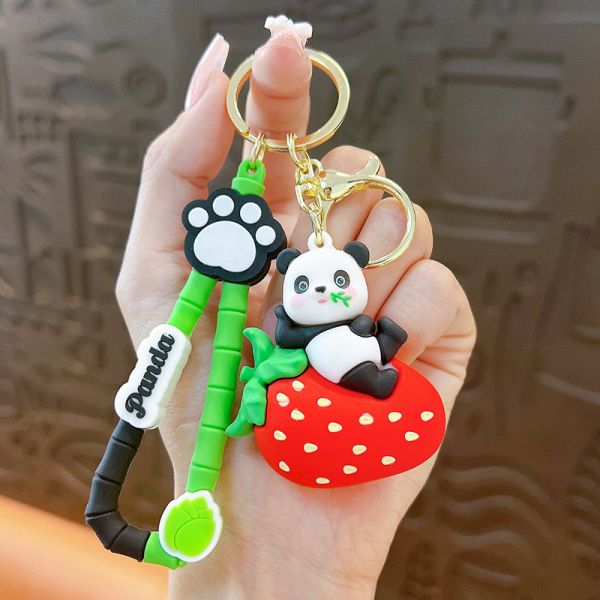 Lady Girl Cute Soft Panda Keychain Charms Gift Animal Car Key Pendant
