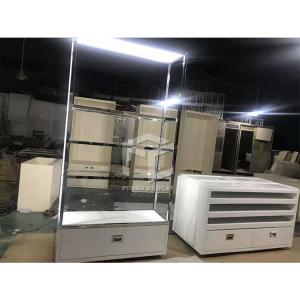 China MDF Handbag Store Display Stand 8mm Tempered Glass Bag Shop Decoration on sale