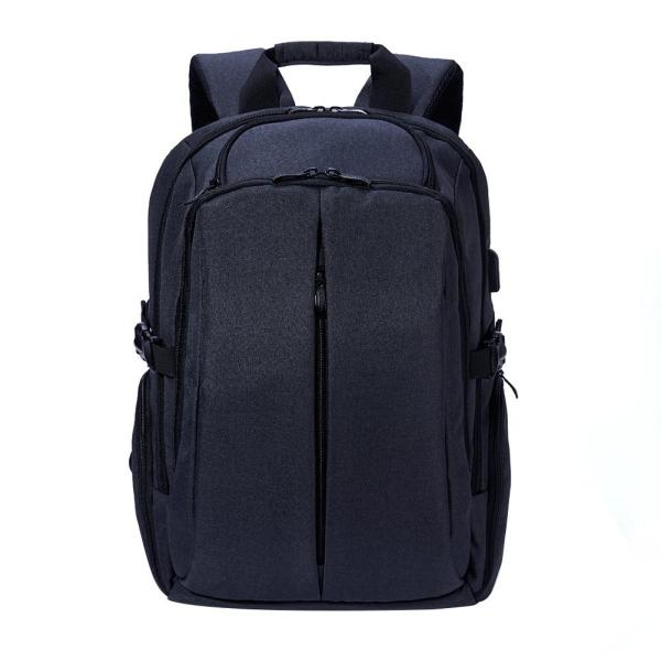 Quality Waterproof Polyester Laptop Bag Backpack With USB Charge Port Black Color for sale