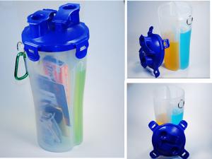 BPA FREE 2 in 1 dual shaker Water bottle/25oz hydra cup