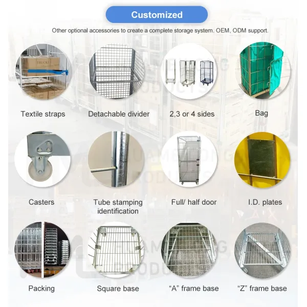 Storage Roller Cage Trolley Folding Metal Logistics Rolling Container Security Warehouse