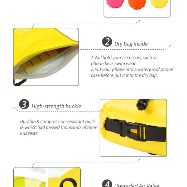 Custom 15L 20L 28L Open Water Swimming Float High Visible Tow Bag