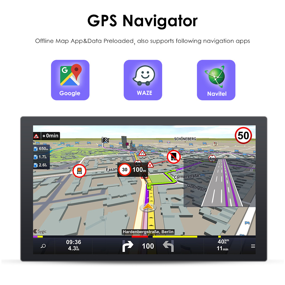 9" IPS/QLED Screen Car Video Android Radio with GPS Navigation BT Music Video YouTube Pho