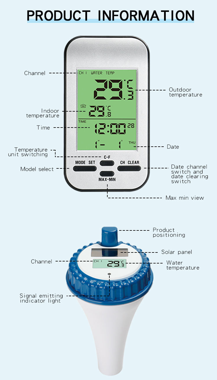 Smart Digital Instant Read Thermometer Swimming Pool Water Temperature Thermometer