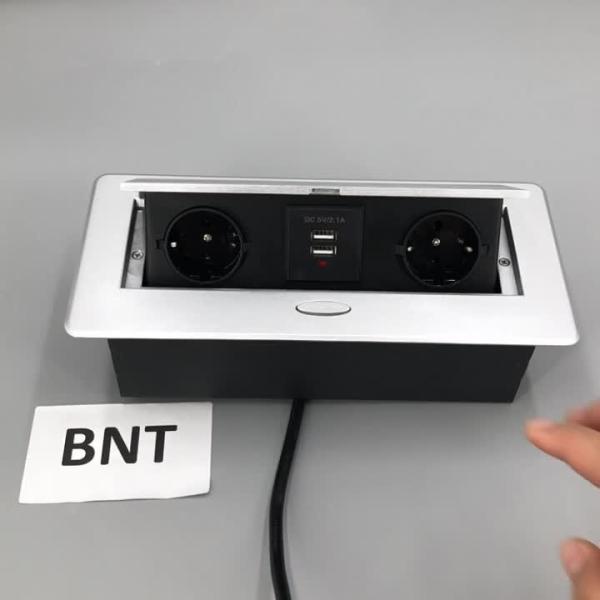 recessed power socket type pop up desktop EURO power socket with USB charge port
