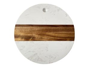 Round GRS Decorative Storage Tray Marble And Acacia Wood
