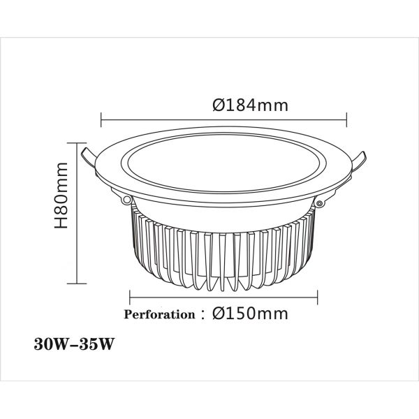 Corridor 7 Inch LED Ceiling Downlight 35W 6000K