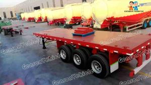 China Extendable 3 Axles Genron Semi Truck Flatbed Trailer on sale