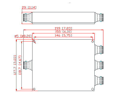 130 To 960MHz 4.3-10 Female Wideband Wilkinson Power Divider