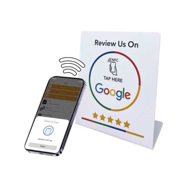 Quality Custom NFC Stand Social Media Review NFC PVC Google Review Card Menu Display Stand for sale