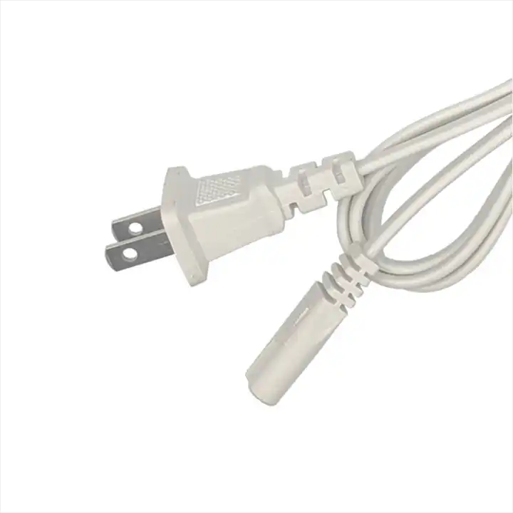 XianDa US Standard 8-Figure Head Power Cords 1.2m White Two-Plug 8-Figure Head Power cable