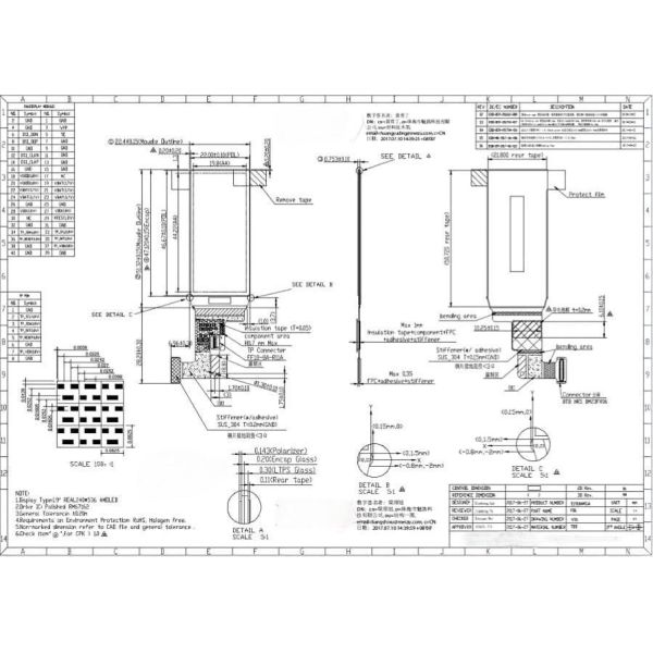 1.91" AMOLED Display 240x536 Resolution MIPI/QSPI Dual Interface for Smart Bracelets & Health Monitors