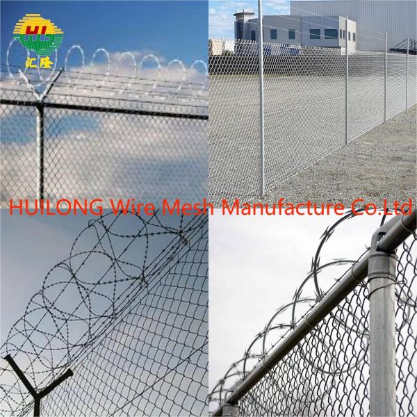 Hot Dip Galvanized 6ft Chain Link Fencing Top With Barbed Wire