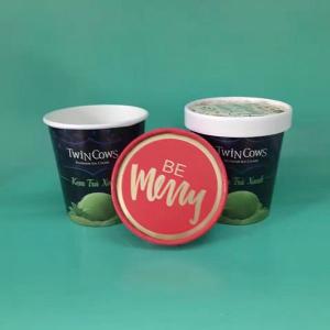 Food Safe 16oz Paper Ice Cream Cups With Lids Double Pe Coated Leak - Resistant