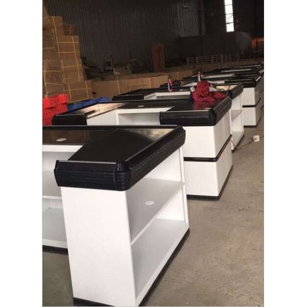 Elegant Custom White Checkout Counter / Anti - Corrision Grocery Store Register Counters
