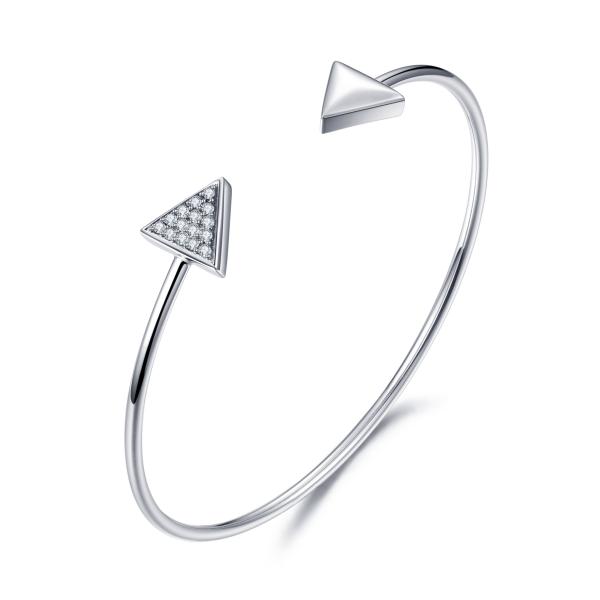 Quality 1.5mm Round CZ Handmade Sterling Silver Bangle Bracelets 5.40g for sale