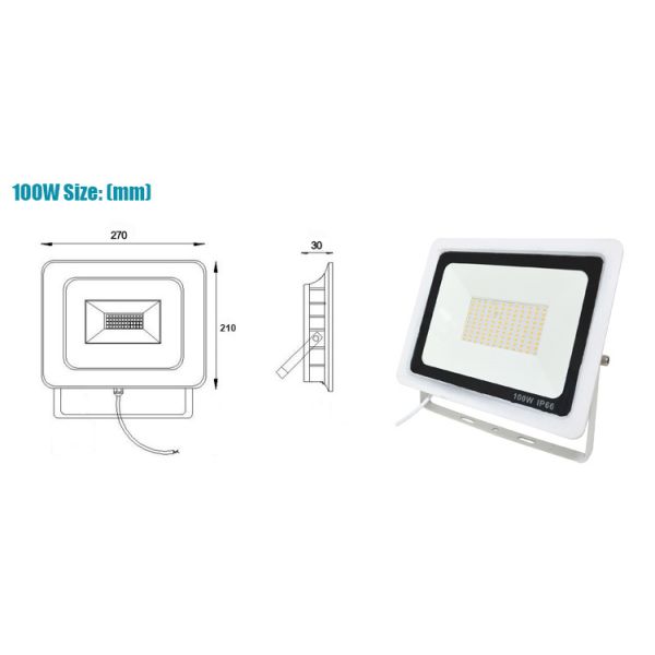 IP66 Waterproof LED Flood Lights 100W for Garden Yard Park Courtyard