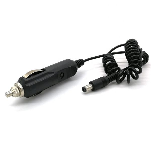 12V Spring Coiled Car DC Jack 5.5x2.1mm Cigarette Lighter Extension Cable