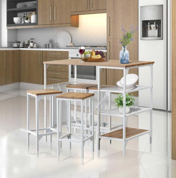 Quality 35.8inch height 5 Piece Counter Height Dining Table Set With 4 Backless Bar Stools for sale