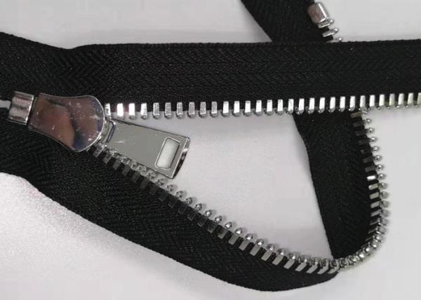 Quality 5# Double Point Pull Teeth Zipper With Cotton Fabric Nickel Color for sale