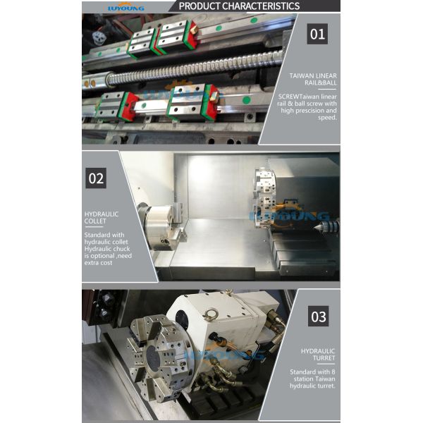 GSK CNC Control System TCK420 Slant Bed Turret Precision Lathe 500mm Workpiece Length
