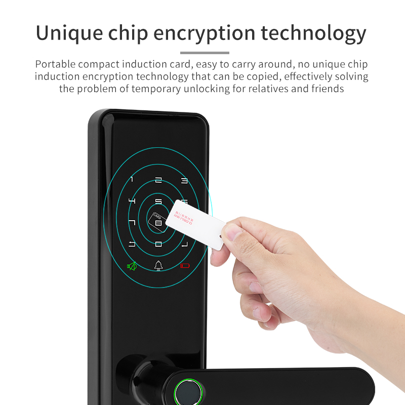 Fingerprint Touch Smart Door Lock Tuya App Control Unique Chip Encryption Technology