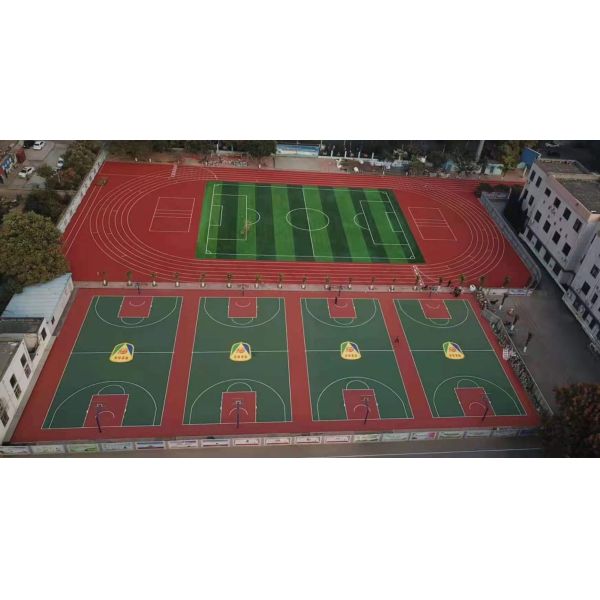 63 Slide Friction PU Tennis Flooring With Silicon Buffer Layer And Concrete Base