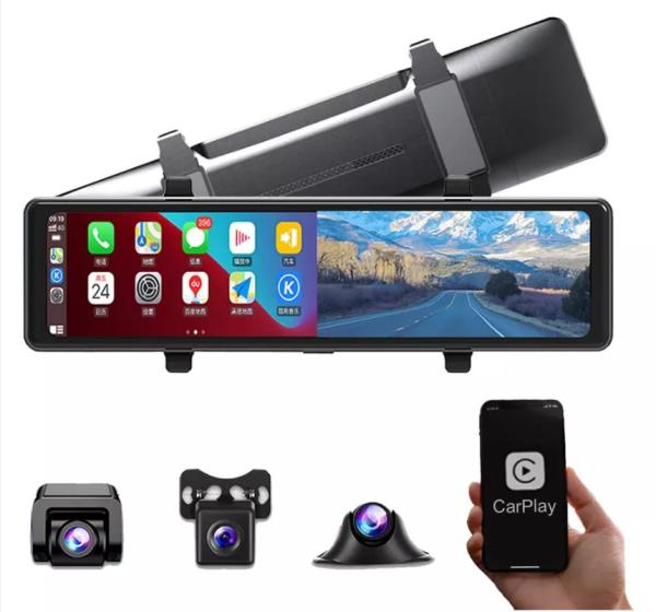 Quality AHD1080P Android Wireless Carplay Rear View Mirror DVR WIFI GPS 3 Cams for sale