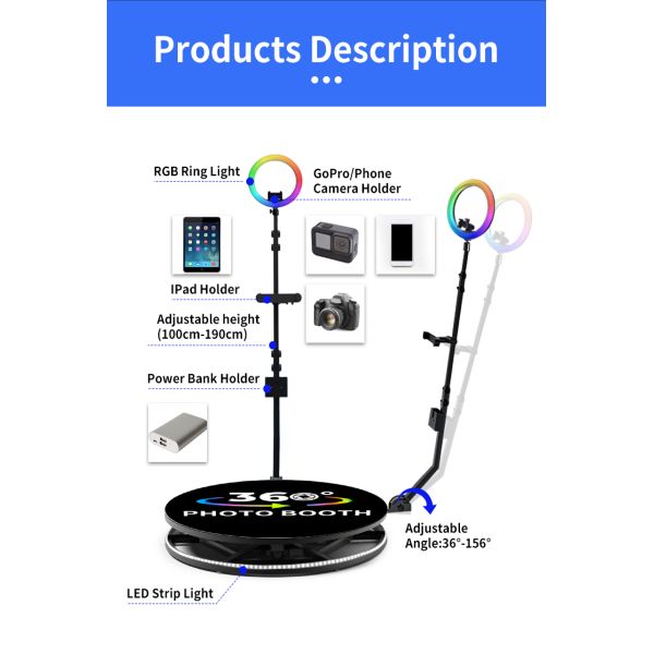 25CM Platform Height Booth Exclusive 360 Selfie Overhead for Business Event or Birthday