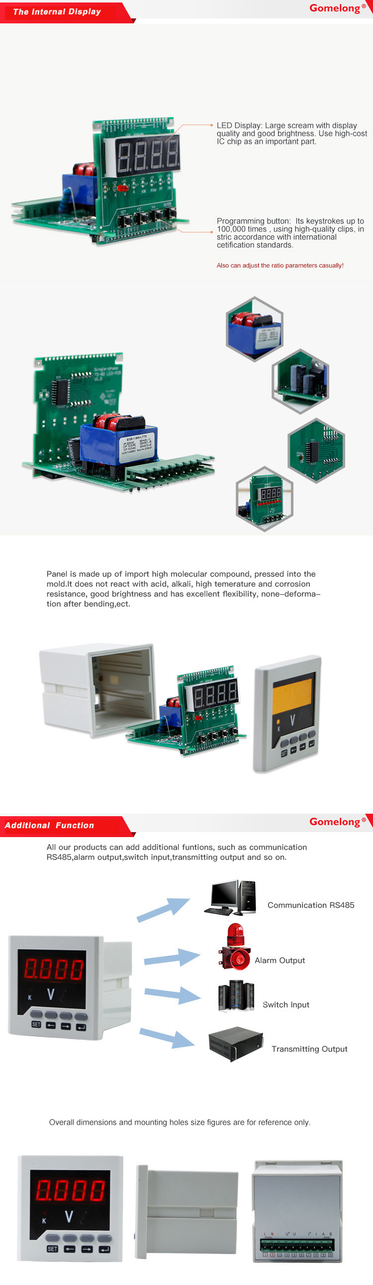 96*96 Single Phase Led Display Analog Panel Voltmeter For Power Meter Electrical Instruments