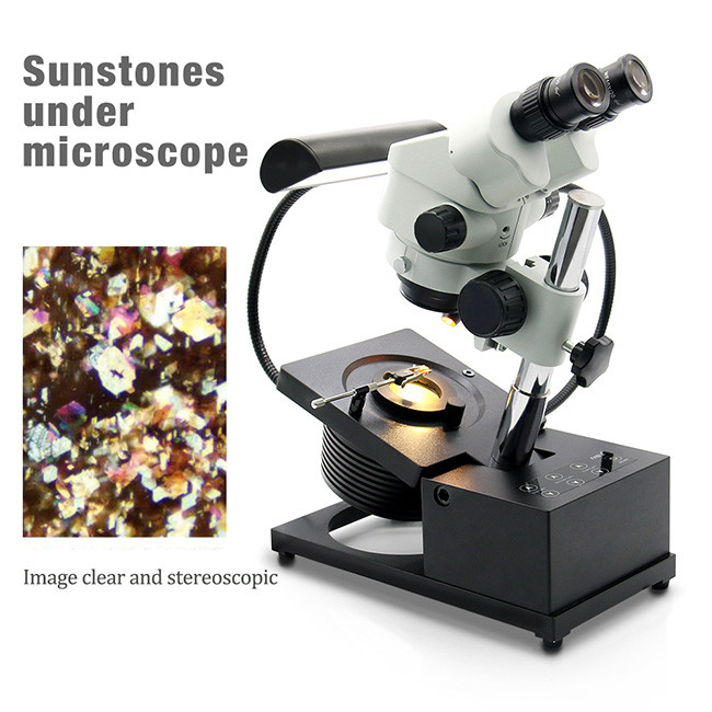 Gemology Microscope With binocular lens 4 light illumination 7-45X R1A-15