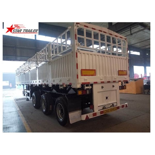 Bulk Cargo Drawbar Full Trailer With Rail Side Wall And Cargo Fence 26ft 2 Axles