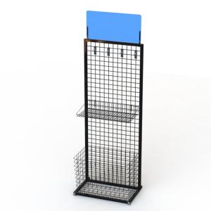 Double Sides Hooks Metal Wire Display Racks With Shelves KD Construction