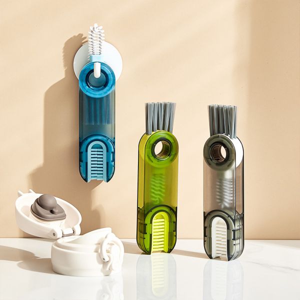 3 In 1 Multipurpose Cup Cover Water Bottle Gap Cleaner Tools Home Kitchen Cleaning Brush