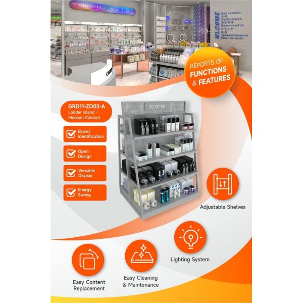 GDR11-ZD03-A Mall Boutique Display with LED Light Strips and T-Pillars and Power Tracks for Retail Stores